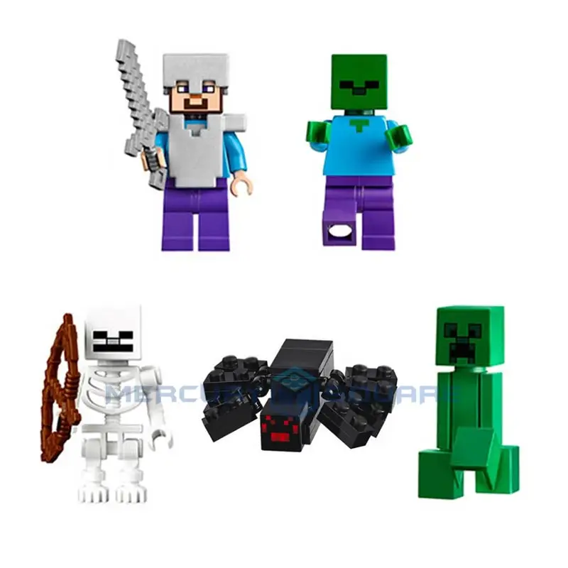 Big Mine Set Building Blocks With Armor Steve Action Figures Compatible My World Bricks Set Gifts Toys 21118