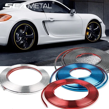 

Car Wheel Tire Stickers Auto Chrome Wheel Decorative Strips Plated Trim Protector Tire Rim Decal Sticker Auto Tyre Vinyl Tapes