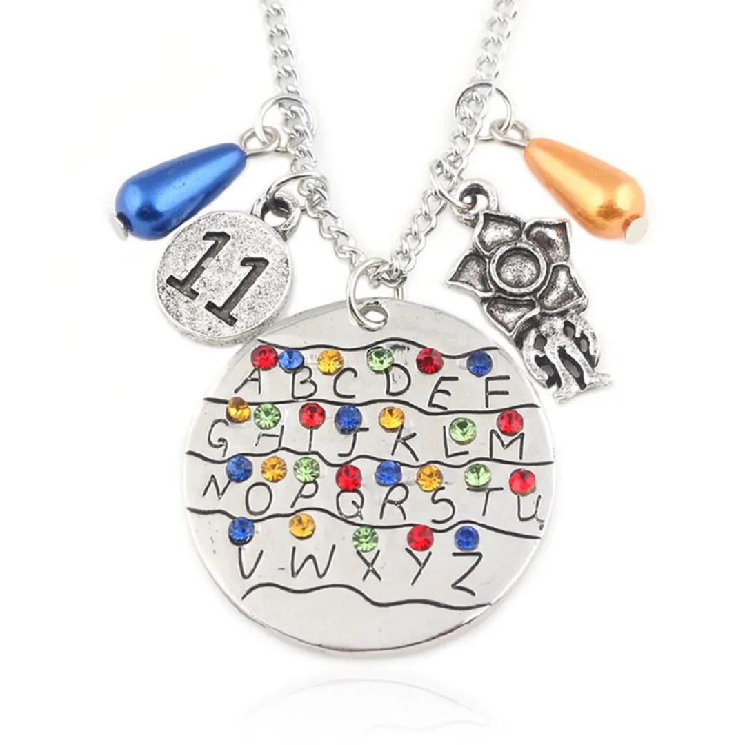 Stranger Things Alphabet Light Wall Pendant Necklace Demogorgon Charm Girls Gift