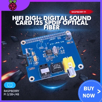 

HIFI DiGi+ Digital Sound Card I2S SPDIF Optical Fiber for Raspberry Pi 3 B Plus / 3B / Pi 2 model B and B+ / A+/4B