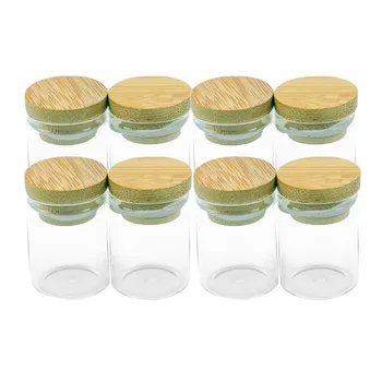 

30x40mm 15ml Mini Glass Bottle with Bamboo Seal Cover Glass Jars Candy Saffron Food Powder Sand Jars bamboo Cap bottles