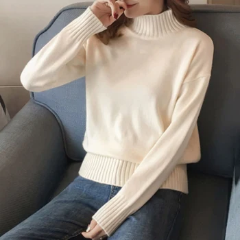 

Women Winter Sweater Basic Wild Pullovers Korean Style Long Sleeve Casual Sweater Slim Wolid Kintted Tops