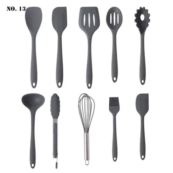 

10Pcs/set Silicone Cooking Utensil Set Wooden Handle Non-stick Spatula with Storage Box Kitchen Cooking Tools Kit Utensil Set