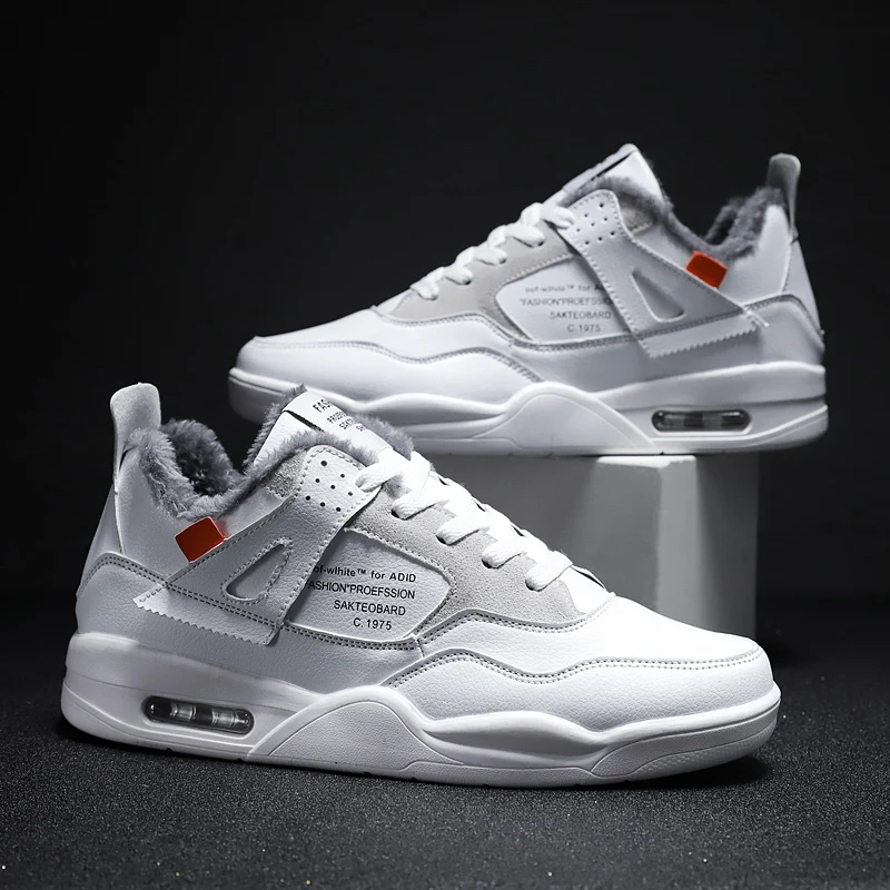 

Hemmyi Sneakers Men Plus Velvet Outdoor Man Winter Shoes Lace-up White Mens Shoes Comfortable Winter Boots Support Dropshipping