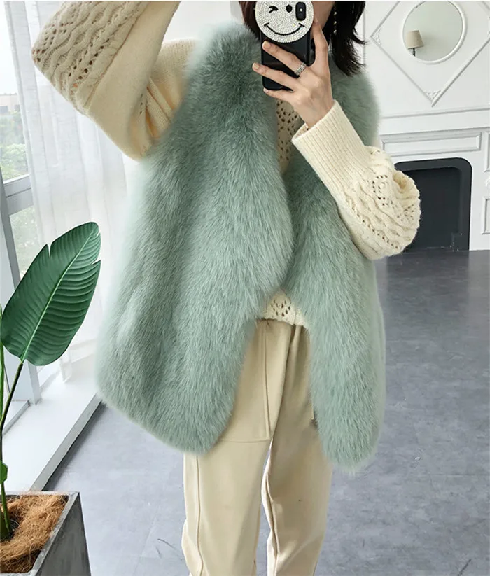 ZDFURS* осень зима женская натуральная вся кожа Лисий мех жилет Леди Тонкий жилет