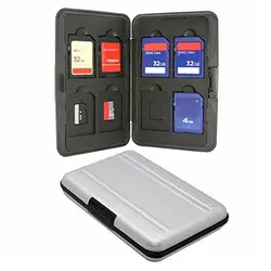 Серебряный держатель карт Micro SD SDXC держатель для хранения Чехол для карт памяти Защитный алюминиевый чехол 16 solts для SD/SDHC/SDXC/Micro SD
