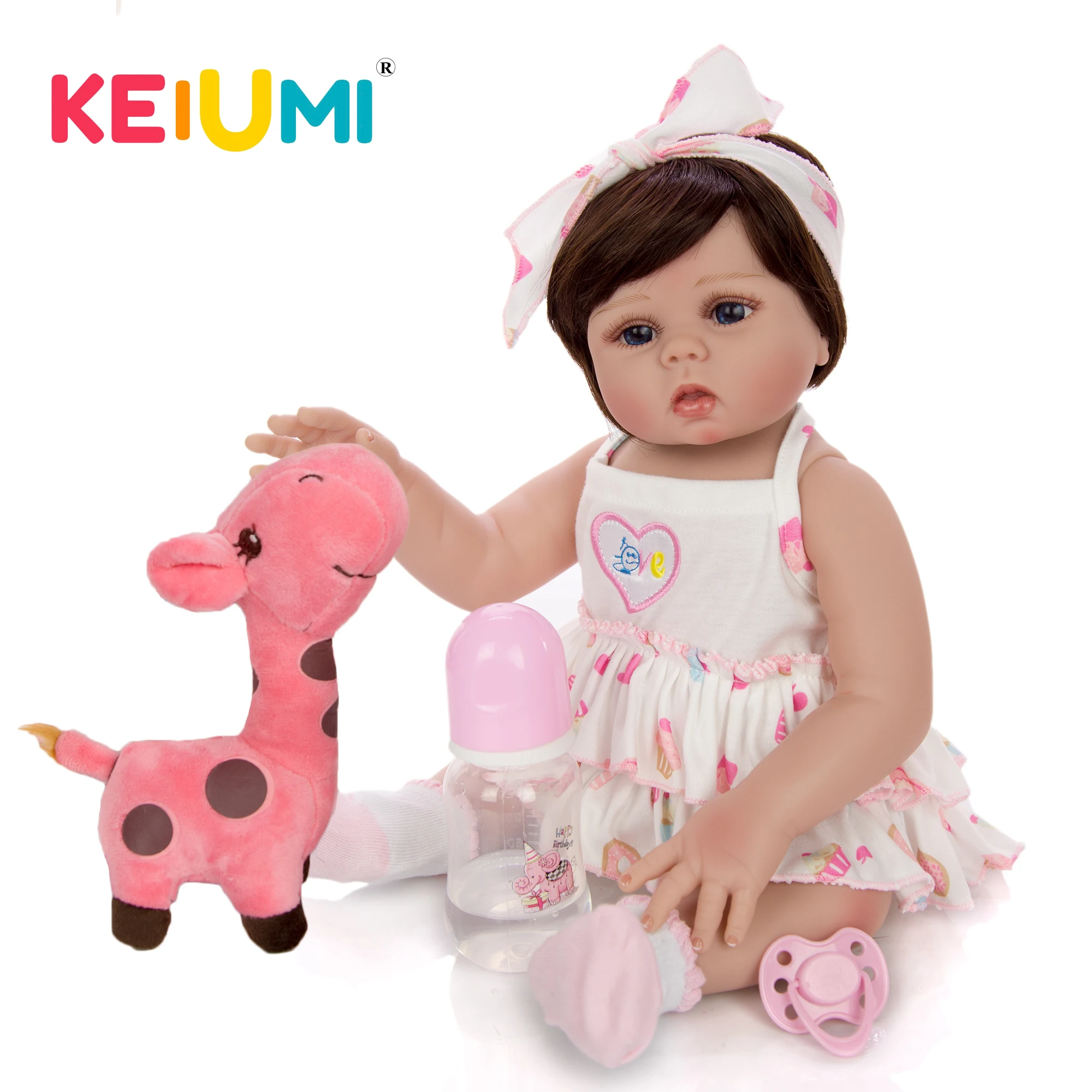 KEIUMI 19 дюймов Reborn Baby Dolls Menina полное Силиконовое виниловое тело Водонепроницаемая Кукла Reborn 45 см для подарки на день рождения и Рождество