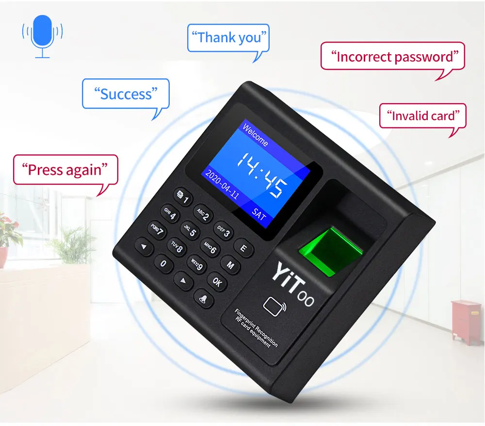 YiToo Complete Fingerprint Password Access Control Set Attendance Check Electronic Smart Door Lock Power Supply Biometric Lock