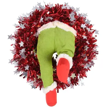 

Christmas Tree Decoration Green Artificial Leg Corduroy Door Decoration Artificial Leg Decoration Plus Garland