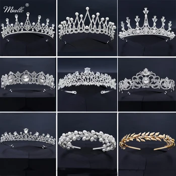 

Miallo Fashion Bridal Wedding Crown Silver Color Hair Jewelry Crystal Tiaras and Crowns for Women Accessories Bride Headpiece