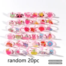  Kids  Adjustable Alloy Baby Rings Fashion Cartoon Children Girl Rings With Heart Shaped Showcase For Party Gift 