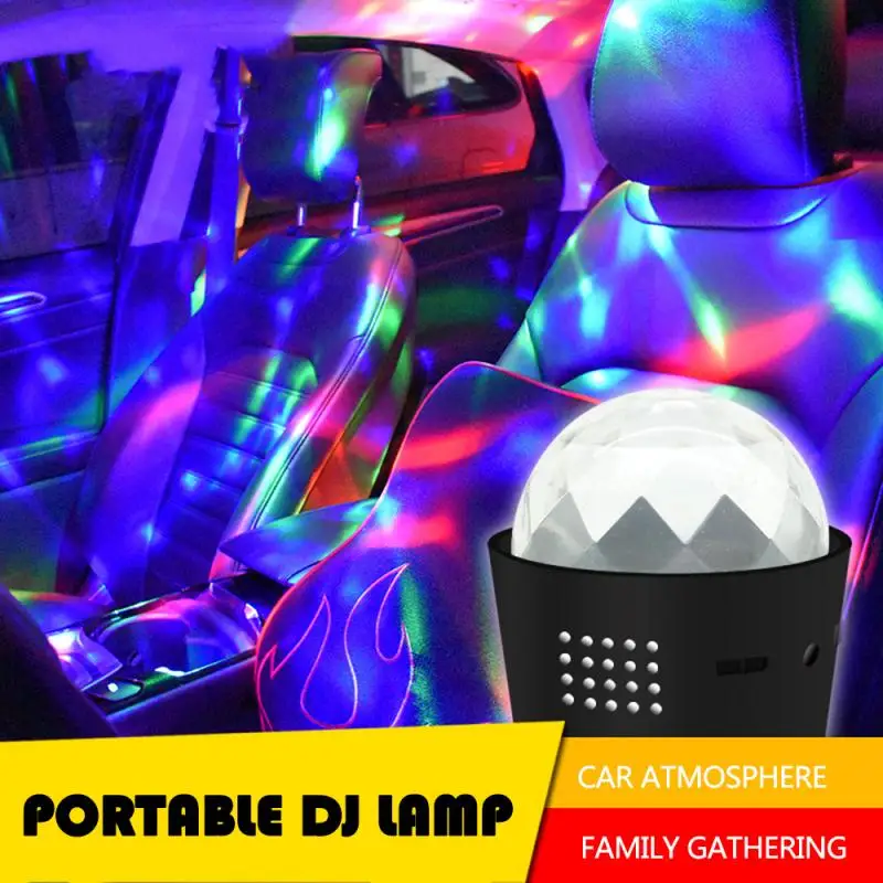 Автомобильный атмосферный Звездный светильник DJ Красочный USB светодиодный светильник для сцены хрустальный магический шар светильник автомобильный интерьерный светильник Лампа для проектора