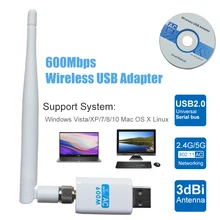 Беспроводной внешний ethernet 802.11ac ноутбук usb 2,4g 5g Настольный wifi адаптер antena dongle lan Wi-Fi карта longo alcance