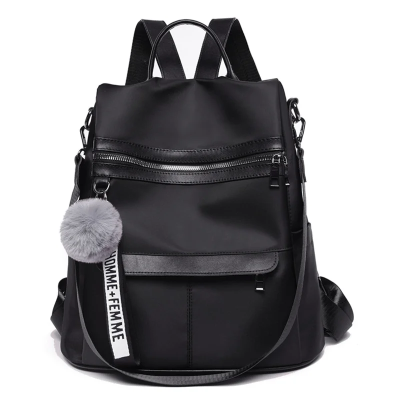 2021 New Backpacks for women Waterproof Anti-theft Oxford Cloth School Bags Simple College Wind Bags Hair Ball Pendant GE11 