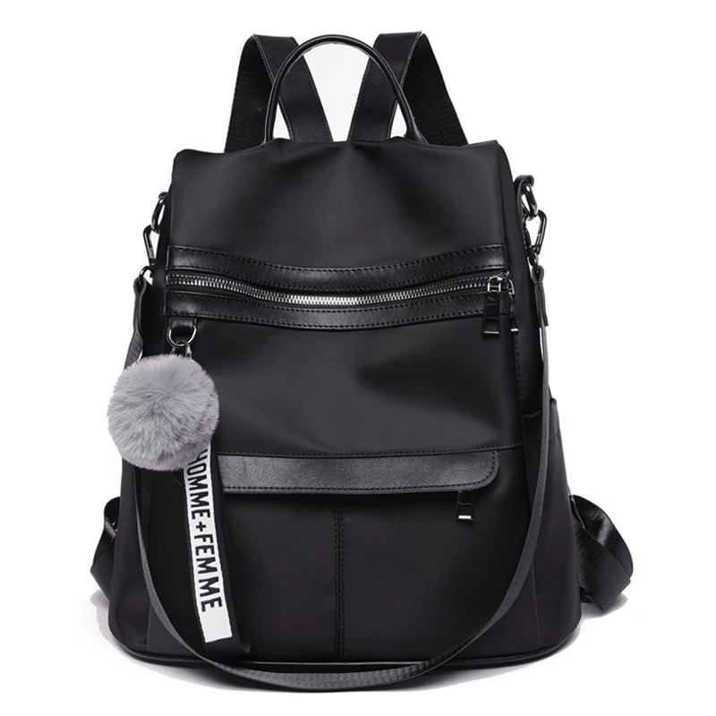 2021 New Backpacks for women Waterproof Anti-theft Oxford Cloth School Bags Simple College Wind Bags Hair Ball Pendant GE11