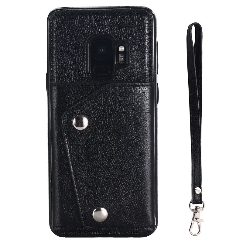 Black Case Кожаный чехол-бумажник Tikitaka для samsung Note 8, s7, s8 Plus, ремешок для карт, флип-чехол для Galaxy S9 Plus, S8 Plus, s7edge, задняя крышка - Цвет: Black Case