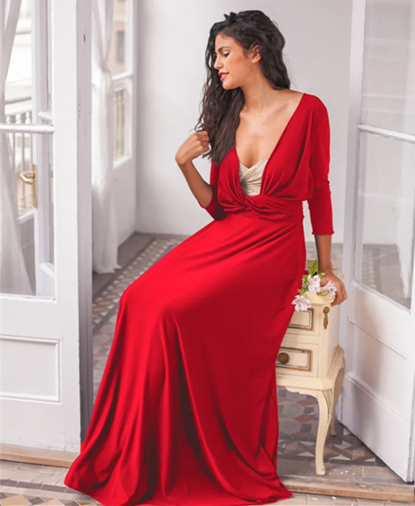 

Original trend, three-quarter sleeves, multi-wear, multi-rope sexy sexy roll-up long skirt women