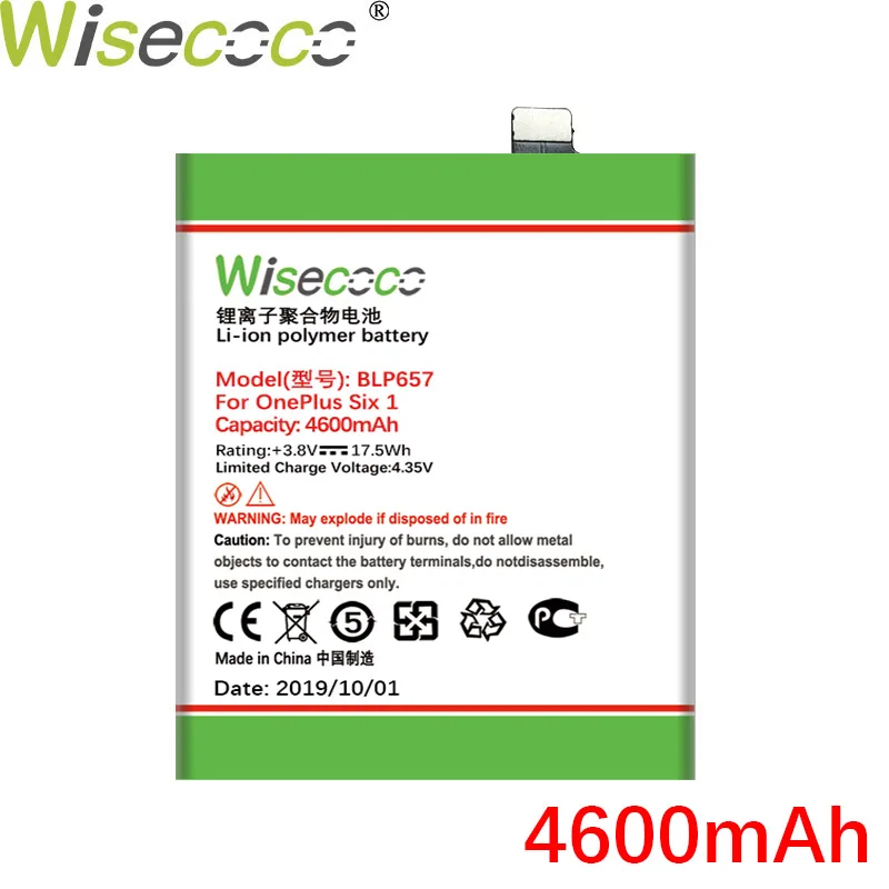 WISECOCO 4600 мАч BLP657 батарея для OnePlus Six 1+ One plus 6 телефон новейшее производство высокое качество батарея+ номер отслеживания