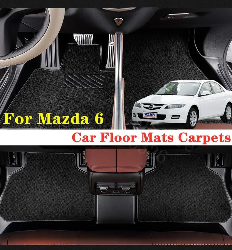 Puou для Mazda 6 автомобильные коврики, ковры, передний и задний полный набор, пользовательские автомобильные накладки для ног, автомобильные водонепроницаемые ковровые покрытия