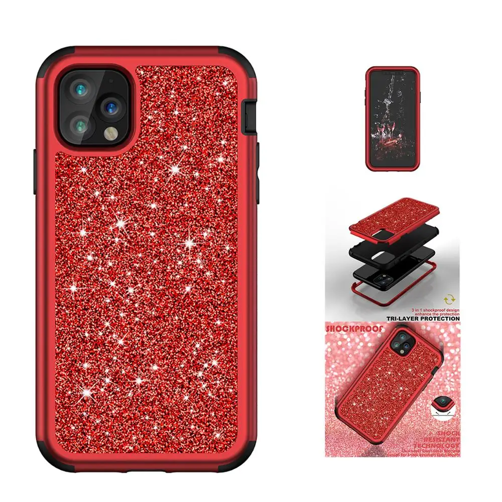 

Luxurious for iphone 6s plus xs max xr Flash powder cover PC Silica gel Protect cell phone case 11 pro max 7 plus 8 plus shell