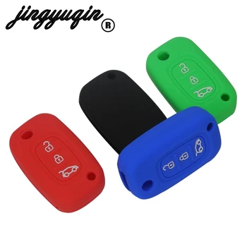 

jingyuqin 30pcs/lot Silicone Car Key Cover FOB Case For Renault Fluence Scenic Megane Duster Sandero Captur Flip Remote Key Case