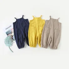 Корейский стиль; летний стиль; детская майка; комбинезон для малышей; милые свободные повседневные штаны на подтяжках