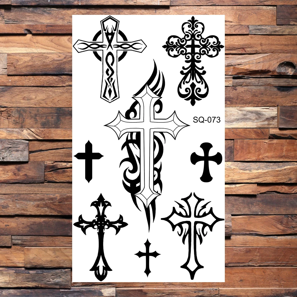 Kleine Schwarze Blume Kreuz Temporäre Tattoos Für Frauen Männer  Realistische Pirate Unendlichkeit Flügeln Gefälschte Tattoo Aufkleber Arm  Neck Tatoos - AliExpress, image size:1000x1000