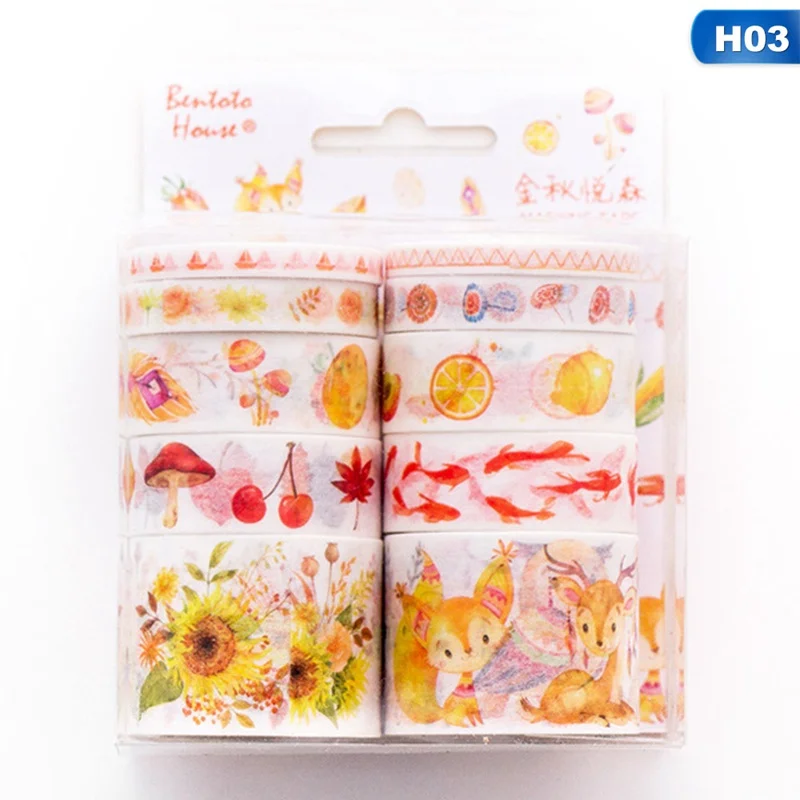 10 шт./компл. красочная лента washi липкая Бумага малярный скотч этикетка Craft декоративные DIY школьные канцелярские принадлежности - Цвет: 03