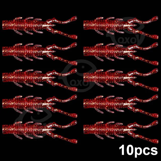 QXO 10pcs/lot Fishing Lure Soft Lure Silicone Bait TPE Sea Fishing Worm Spinnerbait Surface Lure Shrimp Lure  Accessories E 10pcs