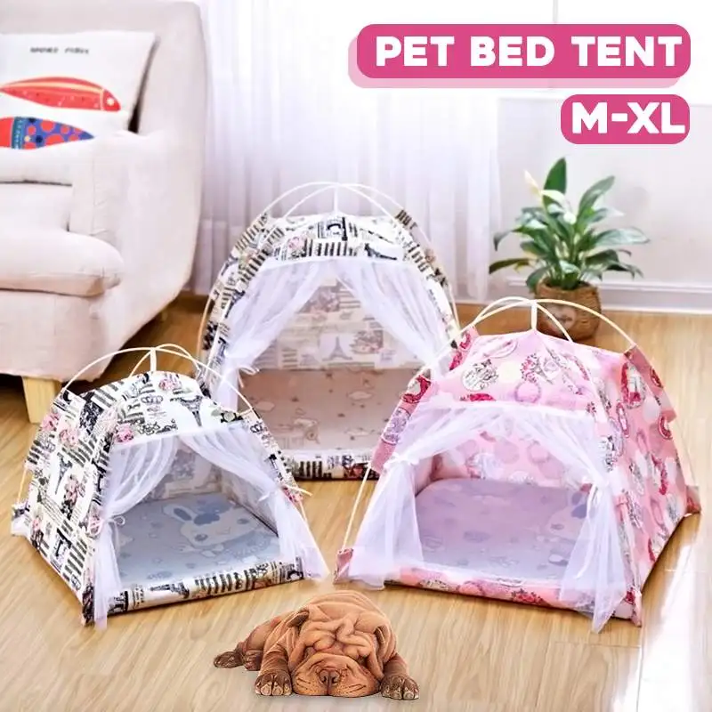 

Pet Tent Portable Folding Cat Dog House Bed Tent Kennel Teepee Baby Pet 2019 Summer Cool Winter Warm Cushion Basket Soft Bed