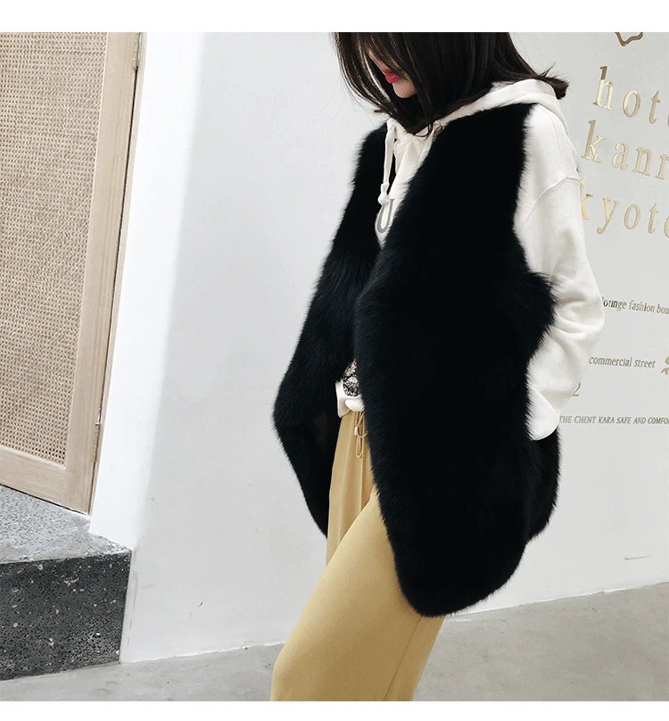 women's clothing winter real natural ladies new whole skin fox fur vest back bars was thin vest long style 1013
