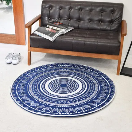 Скандинавский круглый синий ковер журнальный столик спальня гостиная домашняя корзина компьютерный стул вращающийся коврик