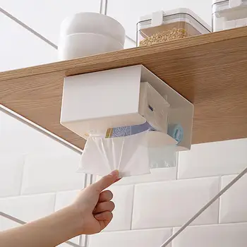 

Wall Mounted Napkin Paper Towel Trash Bag Dispenser Storage Box Tissue Organizer Double-layer paper towel trash bag storage box