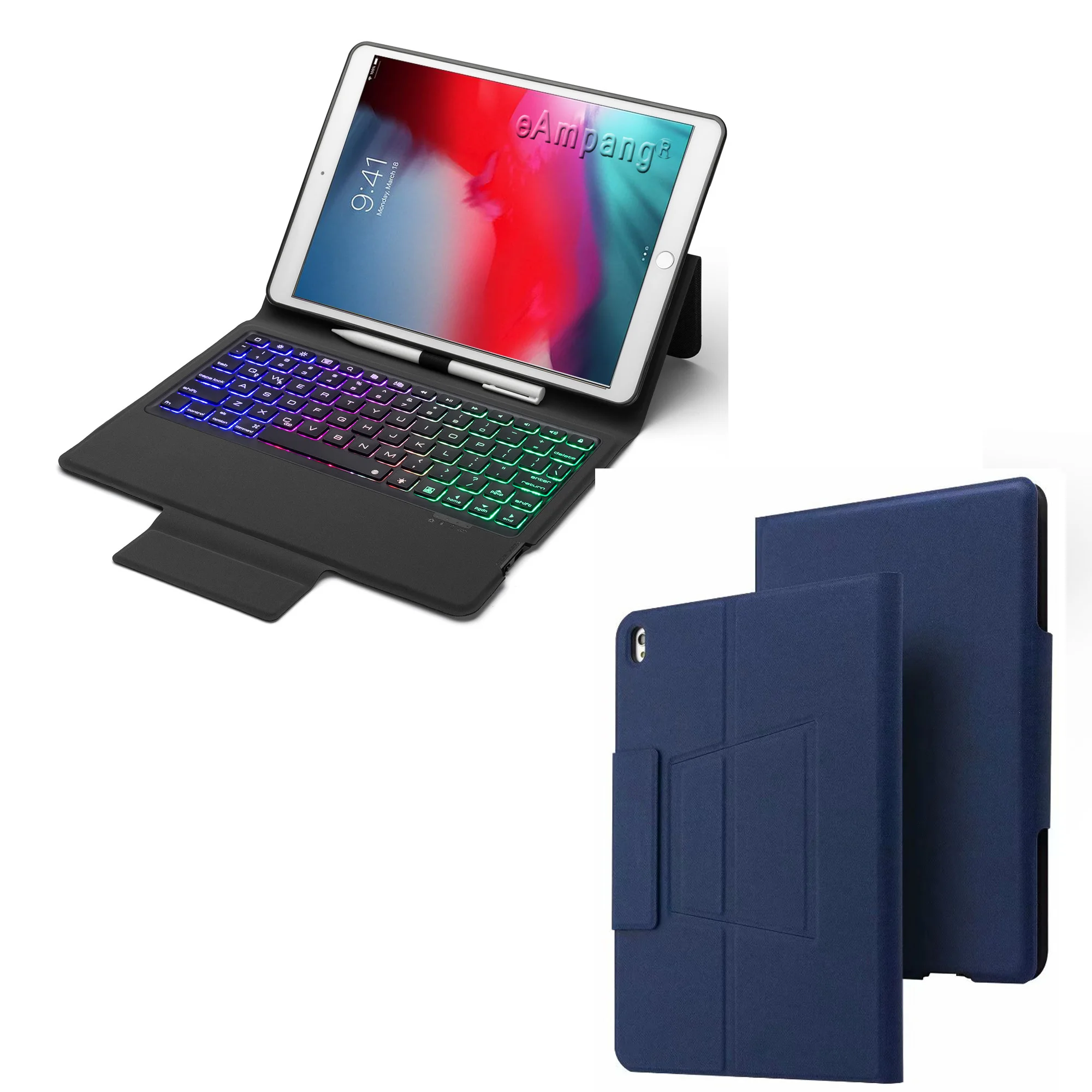 Синий 7 клавиатура с подсветкой чехол для Apple iPad Air 3 10,5 3rd поколения A2152 A2153 A2154 A2123 чехол для iPad Air 3 чехол для клавиатуры - Цвет: Синий