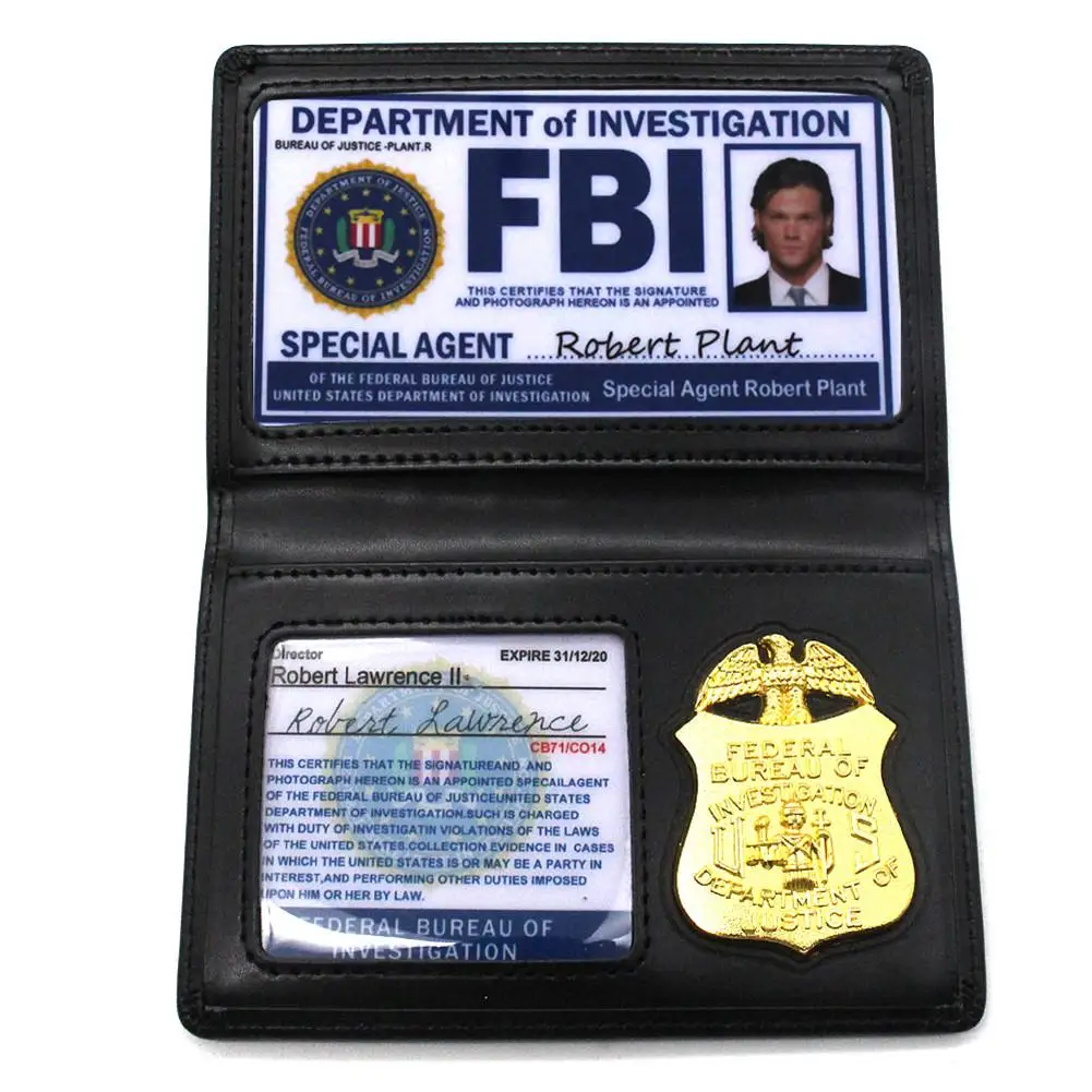 Детские ролевые игры игрушки занятия Сверхъестественное Дин Сэм Винчестер FBI металлический значок держатель для карт полицейский ID кошельки для карт держатель - Цвет: B