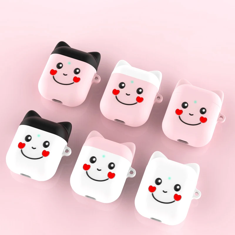 Силиконовый чехол s для Airpods 2 1 с милым мультяшным рисунком улыбки, чехол с кольцом, Bluetooth, беспроводной чехол для наушников Air Pods