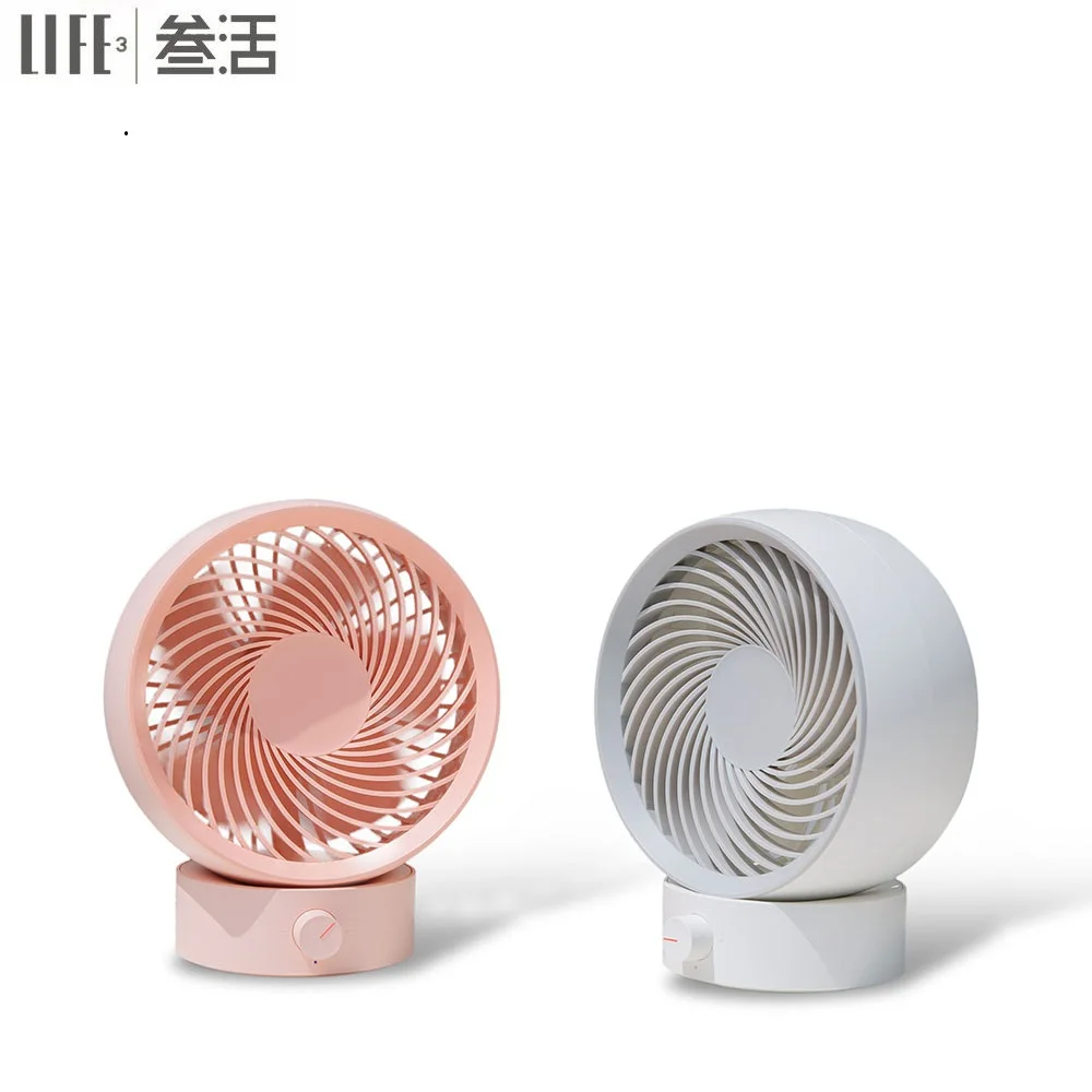 

3Life New Mini Air Circulation Fan 330 Strong Wind Power USB Charging Low Noise High Wind White and Pink