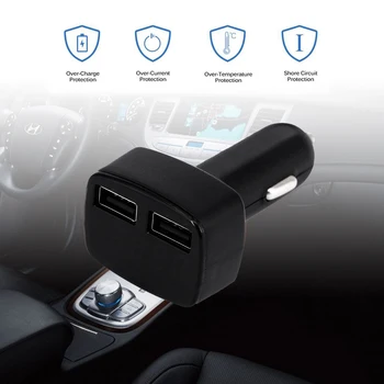 

12V~24V Dual USB Car Cigarette Charger Lighter LED Voltmeter Ammeter Thermometer