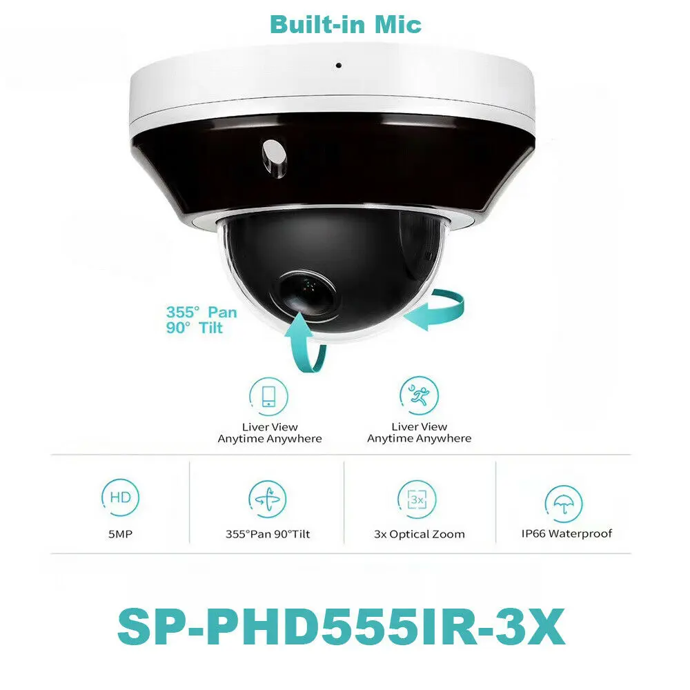 Ip-камера Hikvision совместимая 5MP PoE ip PTZ купольная камера 3X оптический зум Встроенный микрофон wifi камера безопасности