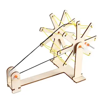 

DIY Hand Spin Machine Wooden Toys Added Interest Enhance Development Hand Muscles Kids Educational Science Assemble Craft Kit