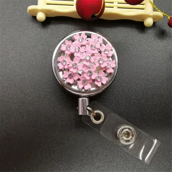 

10pcs/lot Luxury Rhinestone Retractable Reel Stainless Steel Back Nurse Decoration ID Badge Name Holder Jewelry