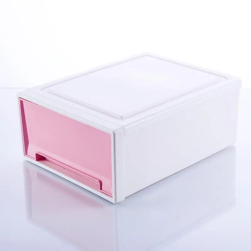 Штабелируемый комбинированный ящик шкаф для хранения пластиковая коробка для хранения в шкафу бюстгальтер носки галстук чехол прозрачные детские шкафчики Органайзер - Цвет: Розовый