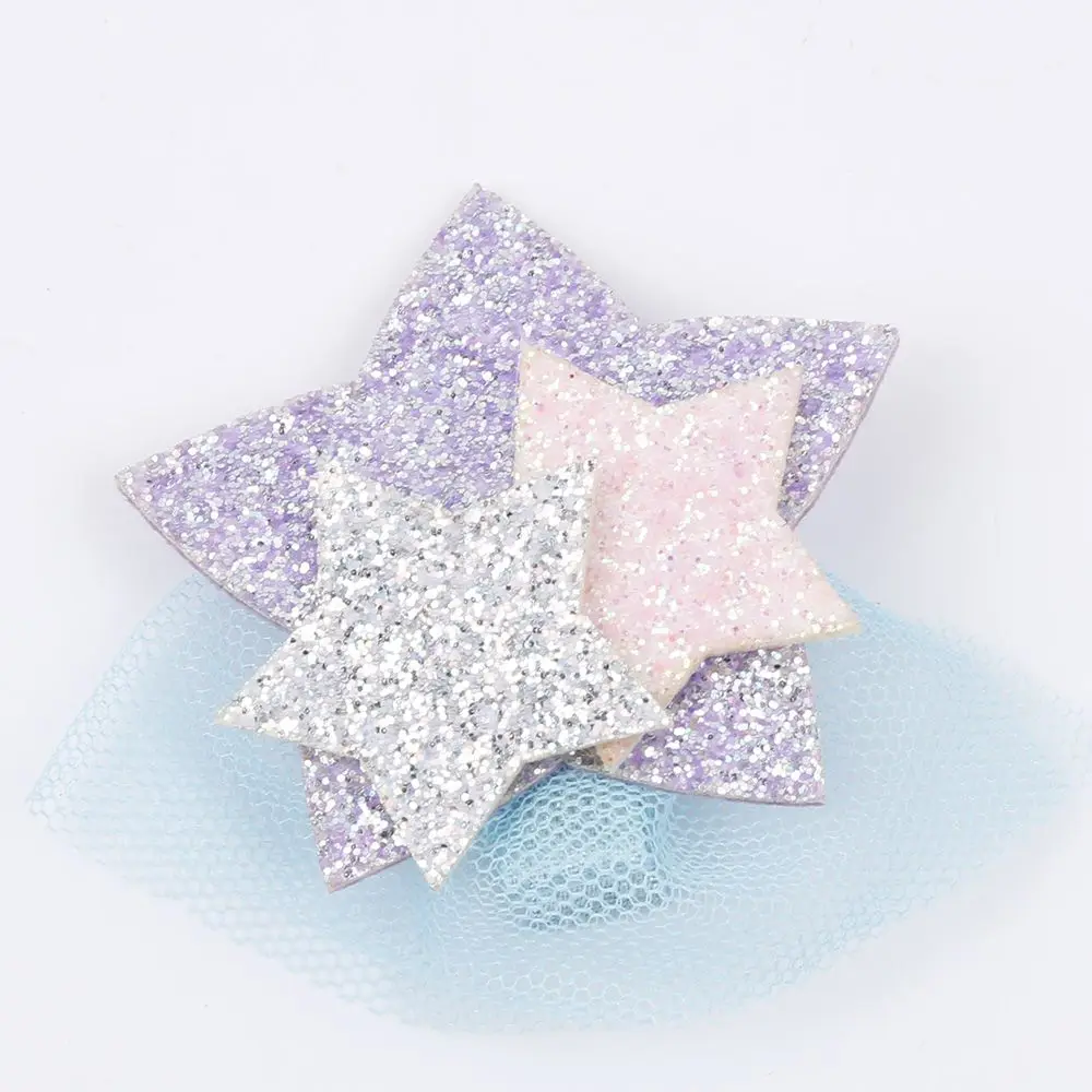 light blue Новые модные заколки для волос для девочек с единорогом и звездами, заколки для волос для девочек, аксессуары для волос для маленьких девочек - Цвет: light blue