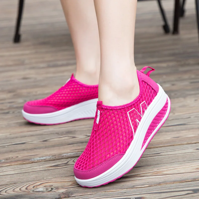 

2018 Spring Single Layer Network Breathable Rocking Shoes Fashion Korean-style Women's Extra High Sports Shoes WOMEN'S Shoes