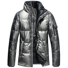 Яркий мужской пуховик, зимняя мужская куртка с 90% утиным пухом, Трендовое Мужское пальто со стоячим воротником