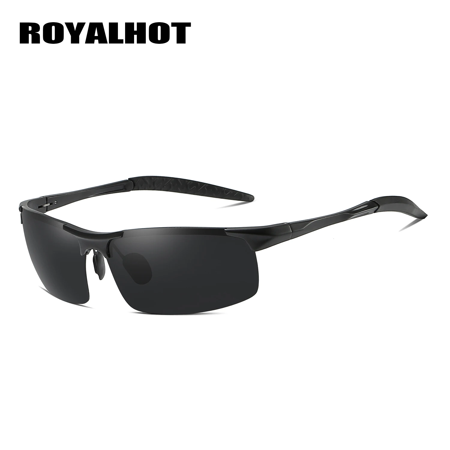 RoyalHot, мужские, женские, поляризационные, сплав, Прямоугольная оправа, солнцезащитные очки, для вождения, солнцезащитные очки, оттенки, Oculos masculino, мужские, p10038 - Цвет линз: Black