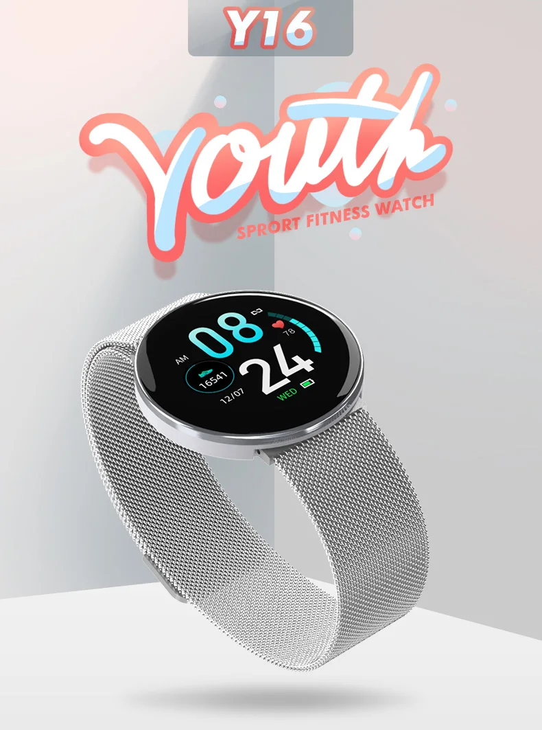 Y16 Смарт часы монитор сердечного ритма водонепроницаемый IP67 Smartwatch для Android iOS измерение насыщения крови кислородом шаг
