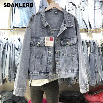 

Denim Jacket Short 2020 Spring New Korean-Style Embroidered Lettering Loose-Fit-Style Retro Hong Kong-Style Jacket Tide