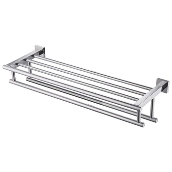 

Bathroom Bath Towel Rack with Double Towel Bar 23.3-Inch Wall Mount Shelf Rustproof Stainless Steel Brushed Finish