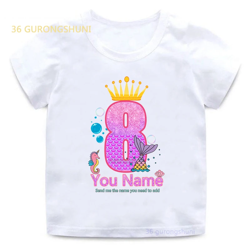 Girl Birthday Cartoon T Shirt for Girls Tshirt number 2 3 4 5 6 7 8 Graphic Kids Clothes Boys Letter Print Summer Short Sleeved 5
